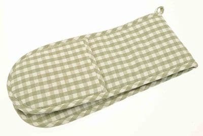 Gingham Double Oven Glove  - Pale  Olive