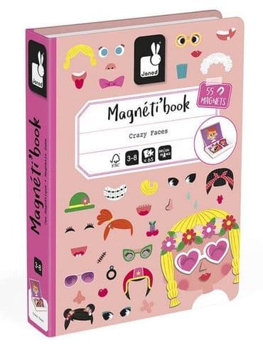 Girl's Crazy Faces Magneti'Book, 55 magnets (Janod)