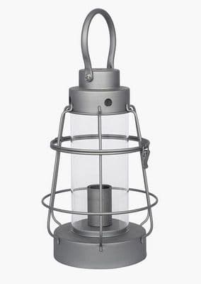 Grey Metal and Clear Glass Oil Lantern Table Lamp