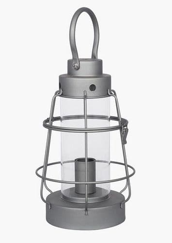 Grey Metal and Clear Glass Oil Lantern Table Lamp