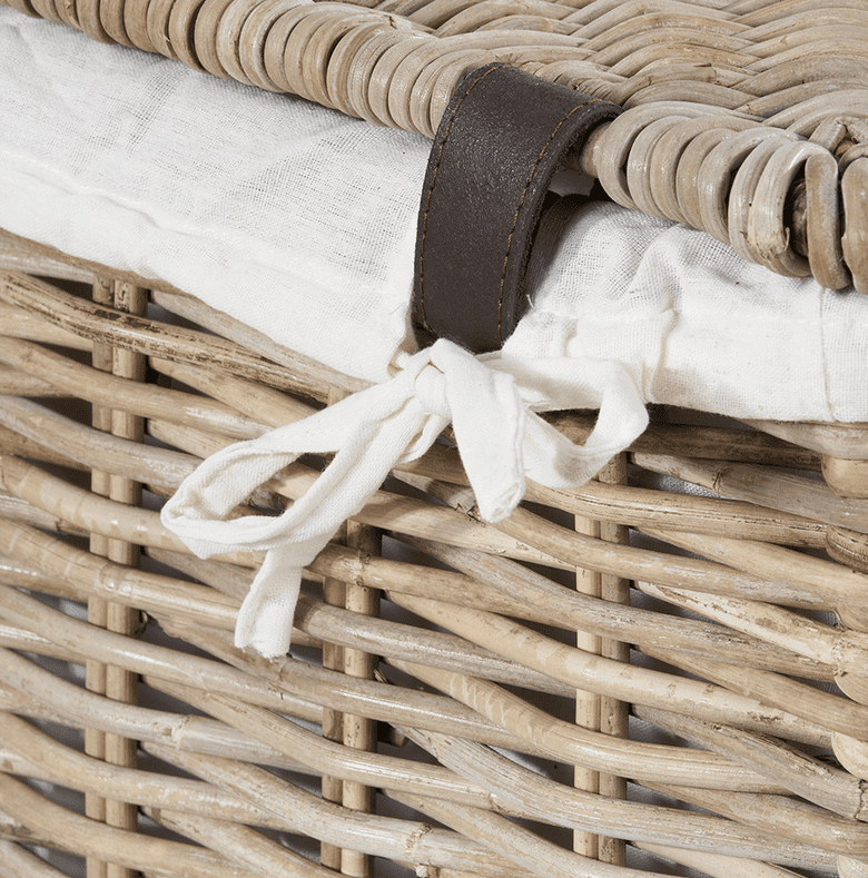 Lined Linen Basket - Tobs Grey Kubu Rattan