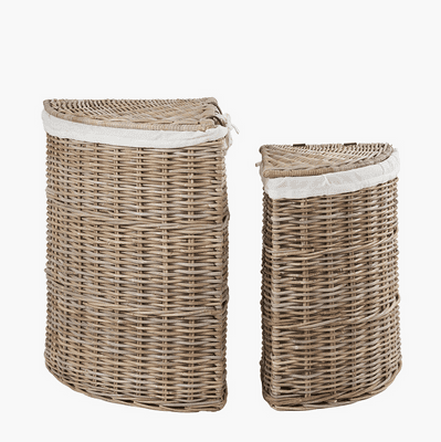 Lined Linen Basket - Tobs® Grey Kubu Rattan