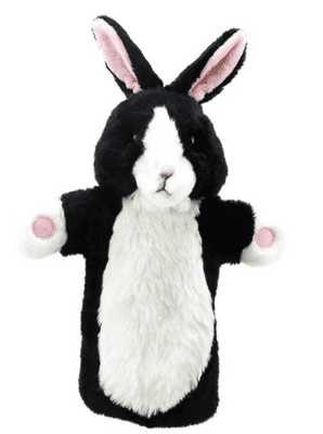 Long Sleeved Rabbit Puppet (Black & White)