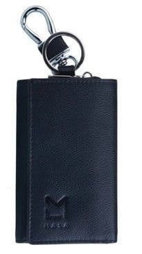 Maddox Tri Fold Key Case with Note Section and Clip - Black