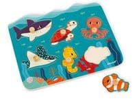 Marine Animals Wooden Peg Puzzle - In partnership with WWF® (Janod)