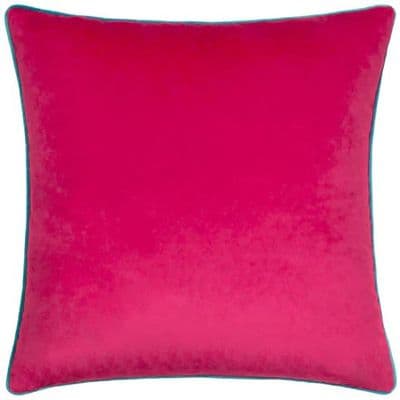 Riva - Meridian Velvet Cushion, Raspberry/Teal