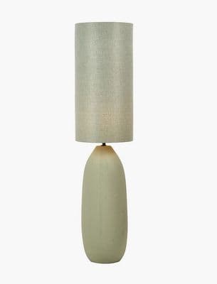 Sage Vintage Textured Ceramic Floor Lamp Base with Tall  Cylinder Lampshade
