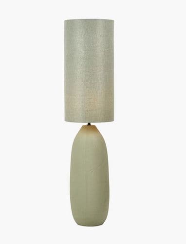 Sage Vintage Textured Ceramic Floor Lamp Base with Tall Cylinder Lampshade