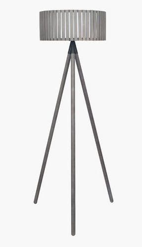 Slatted Antique Wood Tripod Floor Lamp
