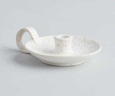 St Eval - Candle Holder with handle - White Speckle