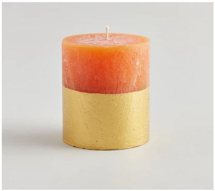 St Eval - Orange & Cinnamon Gold Half-Dipped Pillar Candle