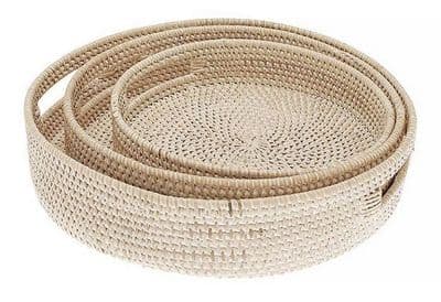 Tray-Rattan - Circular Medium Wht (29cm)
