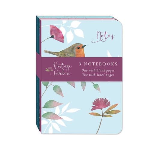 Vintage Garden - A6 Mini Notebook 3 Pack