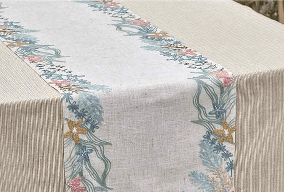 Walton & Co - Embroidered Coral Runner