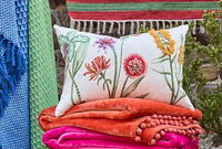 Walton & Co  - Embroidered orchid cushion