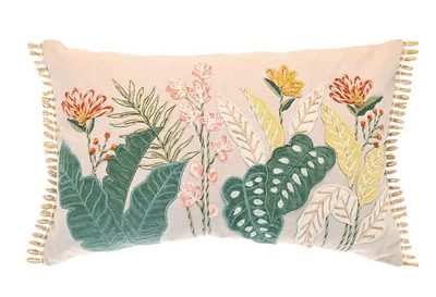 Walton & Co - Embroidered tropical flowers cushion