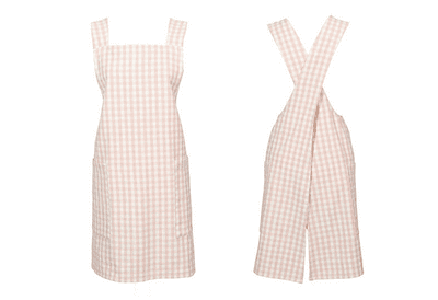 Walton & Co Gingham plaster pink crossback apron