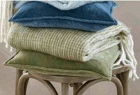 Walton & Co -Lambs tail mini check throw pale olive