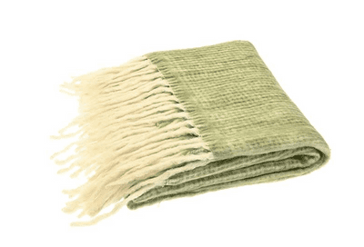 Walton & Co -Lambs tail mini check throw pale olive