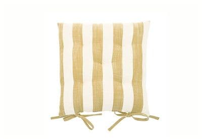 Walton & Co - Wide stripe seat pad with ties, Honeydew