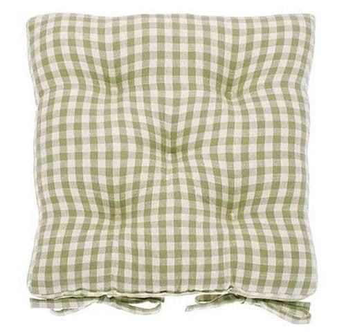 Walton & Co. - Seat Pad with ties - Gingham (Pale Olive)