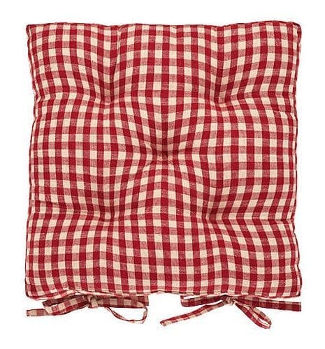 Walton & Co. - Seat Pad with ties - Gingham (Red)
