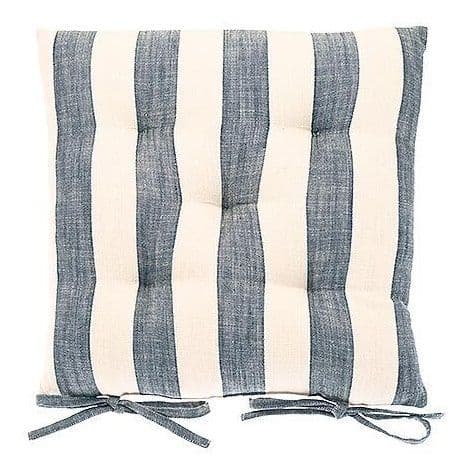 Walton & Co. - Wide Stripe Seat Pad with ties (Flint Blue)