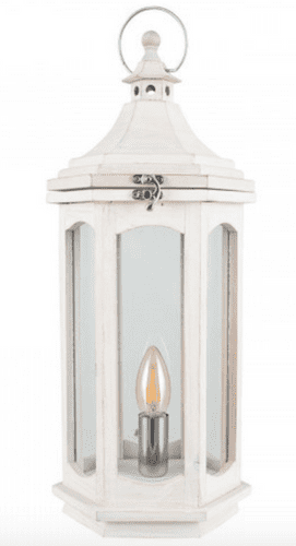 White Wash Wood Lantern Table Lamp