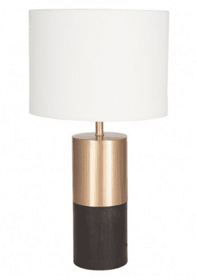 Wood and Gold Metal Table Lamp