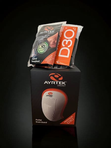Ayrtek Cricket - ProTek Groin Guard with FREE Hybrid Sweatband