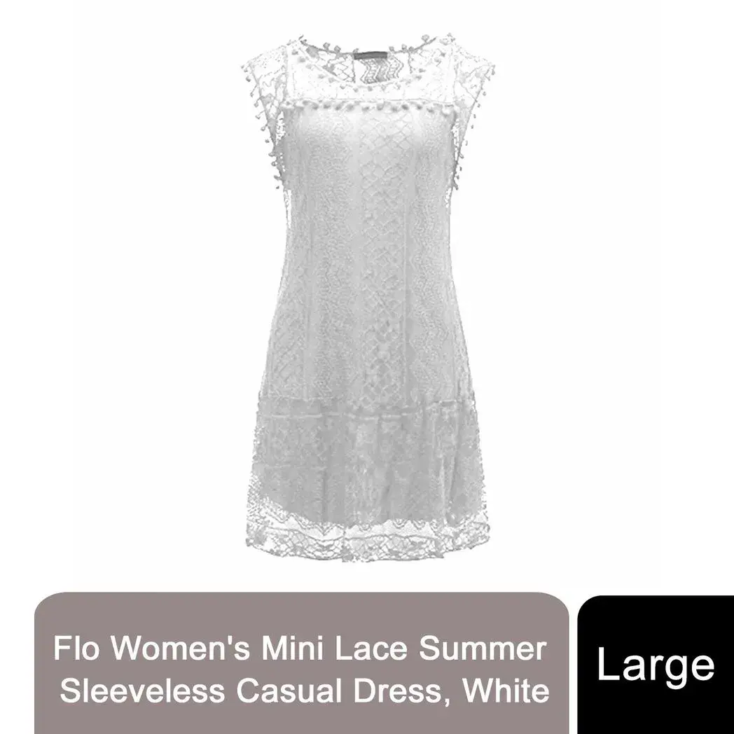 Flo Women s Mini Lace Summer Sleeveless Casual Dress White Or Coral