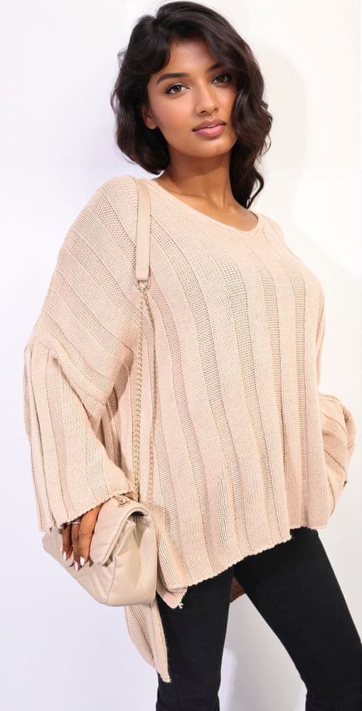 Beige Oversize Jumpers Ladies Gabrielle Oversized Knitted Jumper