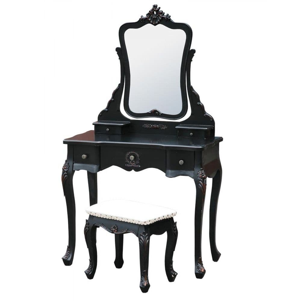 Boudoir Provence Antique Black Dressing Table SET