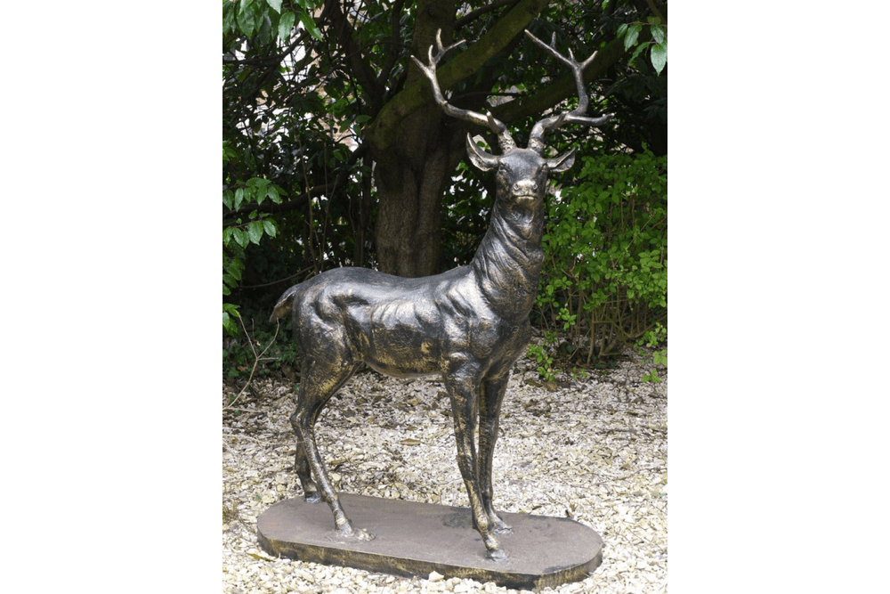 Bronze Cast Iron LifeSize Stag Sculpture Right Facing