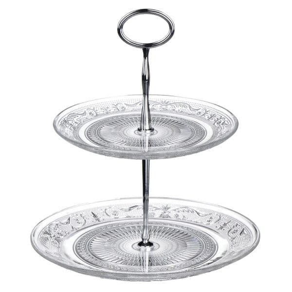 Deco Glass 2 Tier Cake Stand