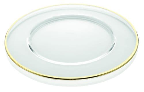 Deluxe Gold Band Round Clear Glass Charger Plate - 32cm