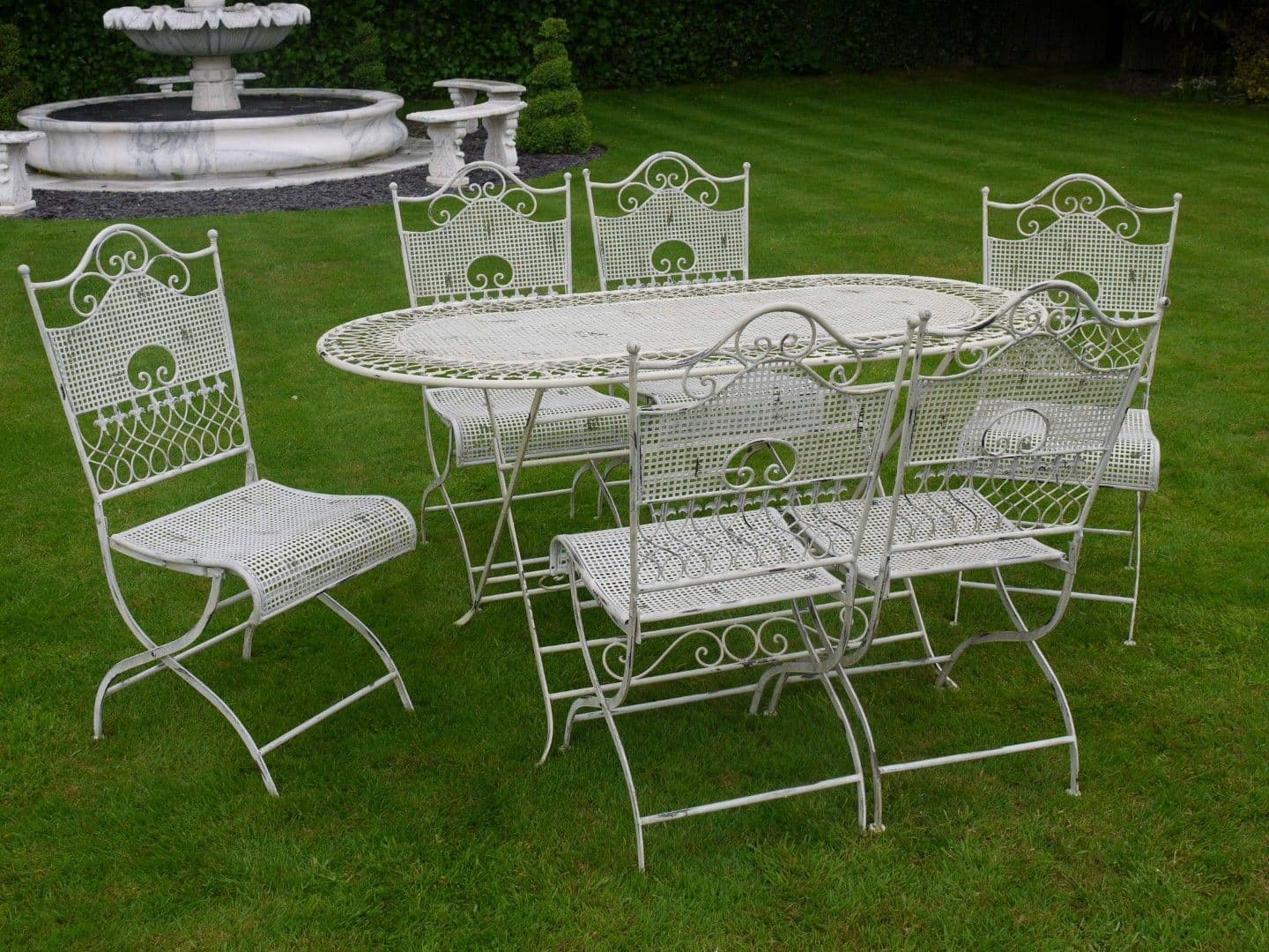 Dorchester 7 Piece White Folding Metal Garden Furniture set