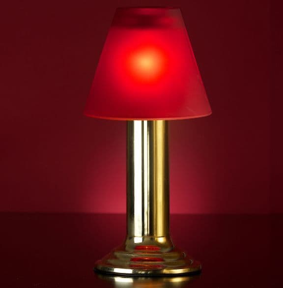 Gold Lamp Stand With Red Glass Shade