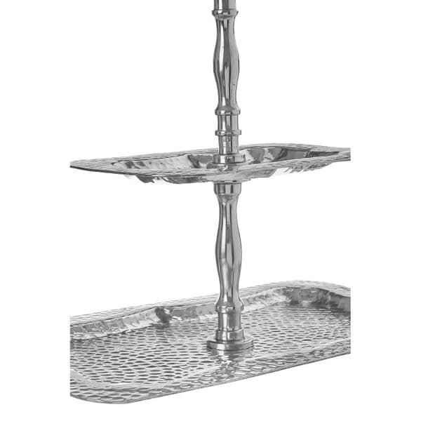 Hammered Nickel 2 Tier Cake Stand