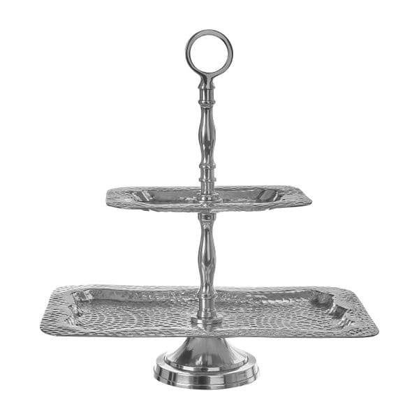 Hammered Nickel 2 Tier Cake Stand
