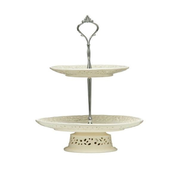 Lace Ceramic 2 Tier Cake Stand
