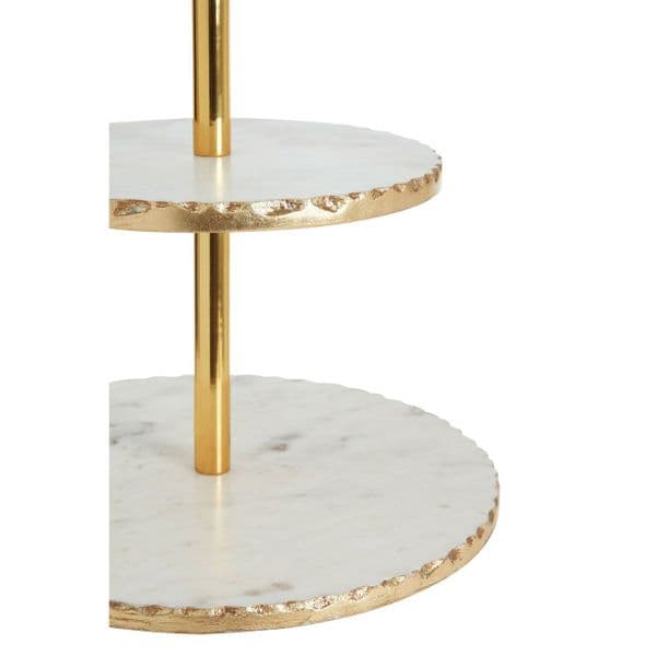 Marble Gold Trim 2 Tier Cake Stand