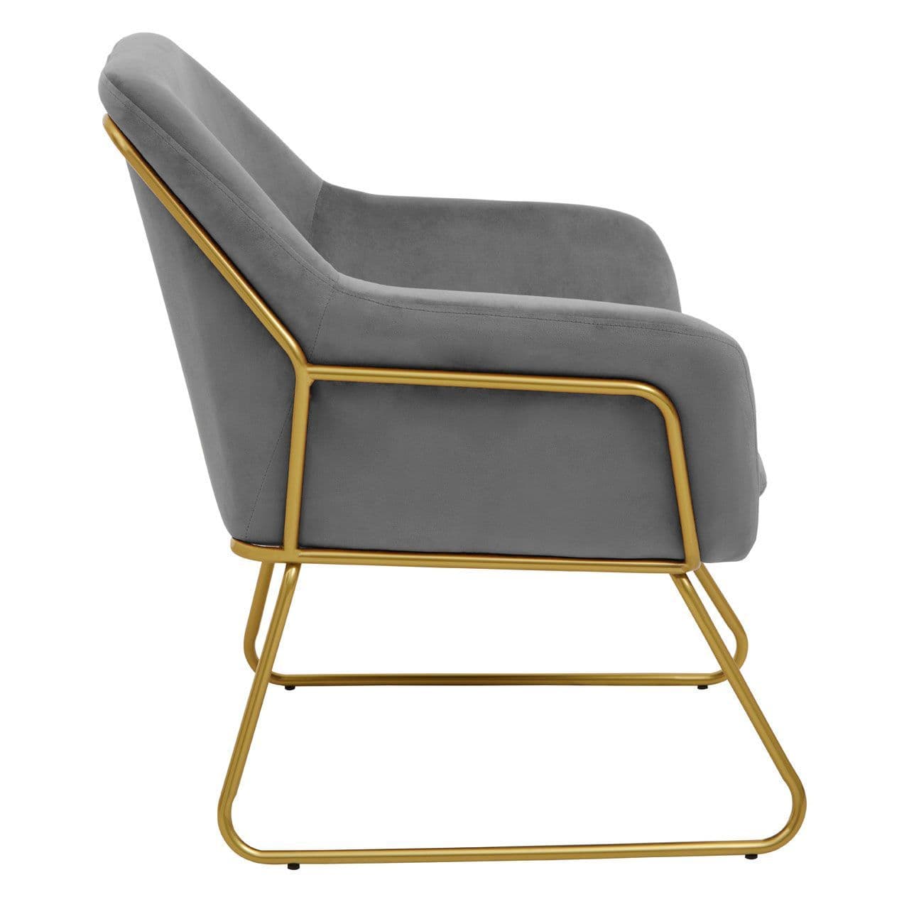 Medway Ergonomic Grey Velvet Brushed Gold Armchair