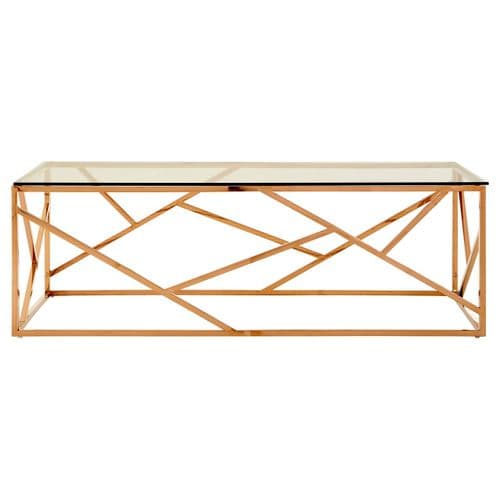 Smithson Geo Rose Gold & Glass Coffee Table