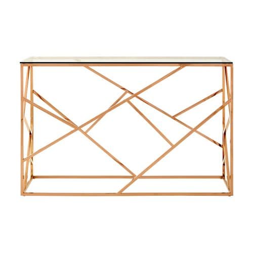 Smithson Geo Rose Gold & Glass Console Table