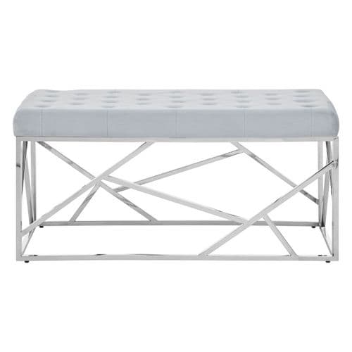 Smithson Geo Silver & Powder Blue Velvet Bench