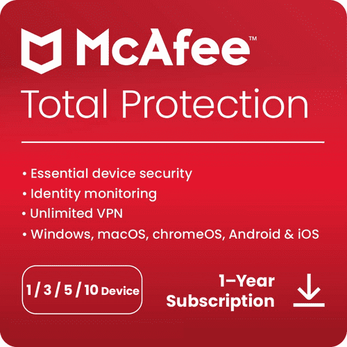 McAfee Total Protection 2025 - 3 Devices 1 year