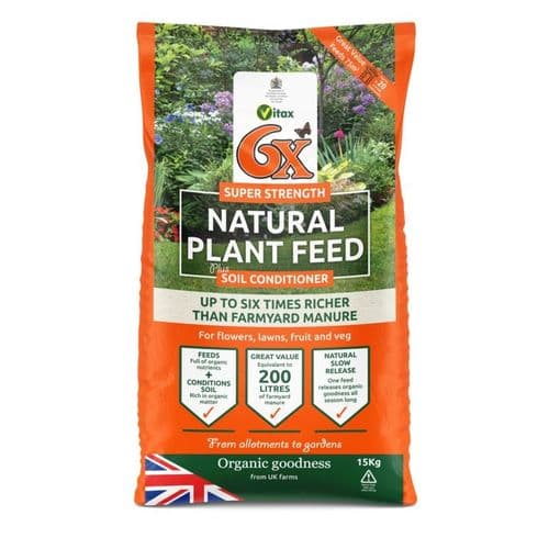 6x Organic Fibrous Fertiliser Bag - 15kg