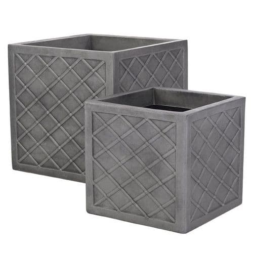 Strata Lazio 32cm Square Planter - Pewter