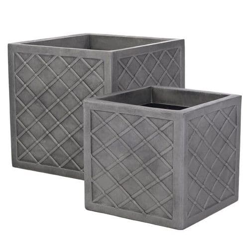 Strata Lazio 38cm Square Planter - Pewter